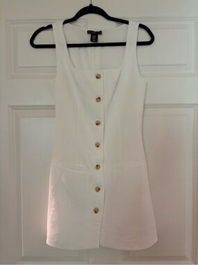 Sincerely Jules White Button-Front Square Neck Mini Dress